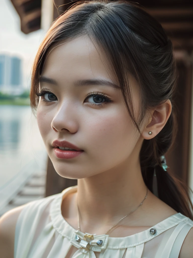 (masterpiece, UHD, 8k, best quality:1.2), solo, 1girl, (photorealistic:1.2), (RAW photo), (ultimate-realistic, ultimate-realistic details, ultimate-realistic texture, ultimate-intricate details, ultimate-realistic lighting, ultimate-realistic shadow, japanese girl, 24yo, ultimate-cute face, ultimate-RAW skin, ultimate-eyes, full body, in a white dress next to a night of waitan riverside, dewy face, sunrays shine upon it, crisp detailing, no haze, modern dress, tropical, contax tix, cabincore, 8K, intricate, blue eyes ,silhouette, light shadow, film grain, Hasselblad X2D 100C + XCD 2,5/25V, F/1.8, (cinematic still:1.2), 35mm photograph, film, bokeh, professional, 4k, highly detailed, perfect fingers ,Extremely Realistic,