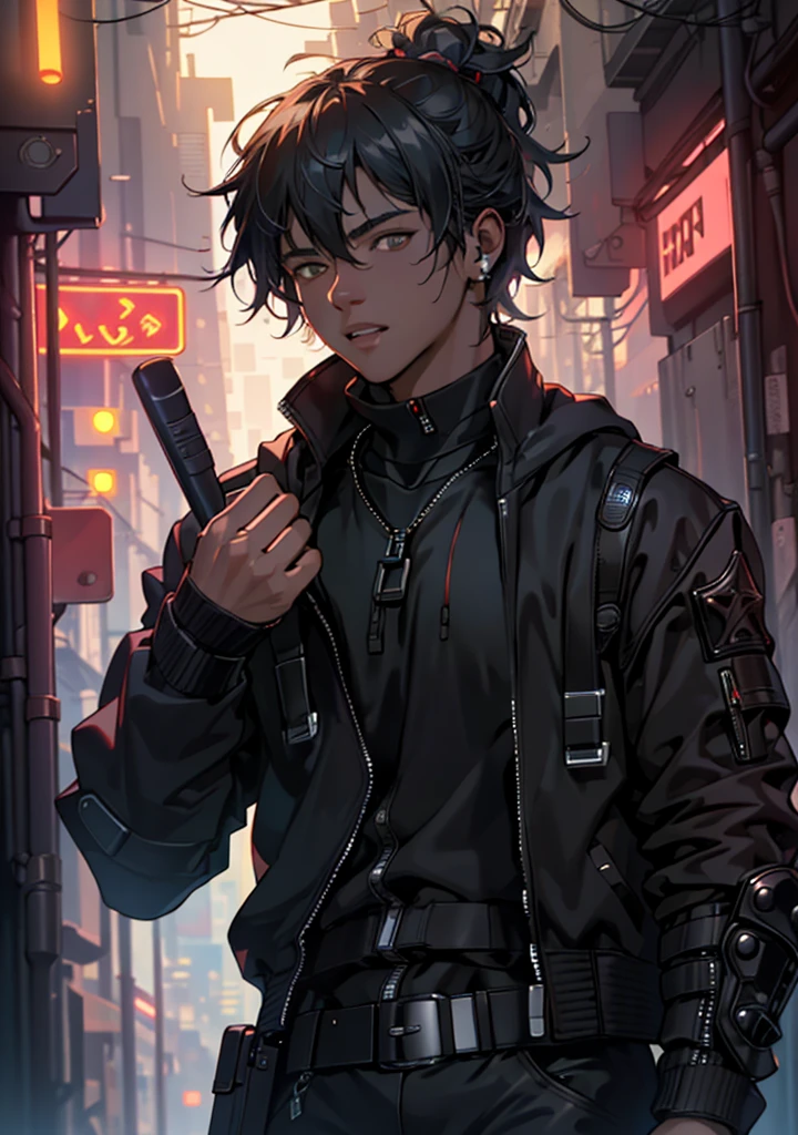 ultra detail, high resolution, ultra detailed, best quality, amazing, top quality, extremely detailed CG unity 8k wallpaper, cinematic lighting, cat fanboy, cyberpunk, dark boy