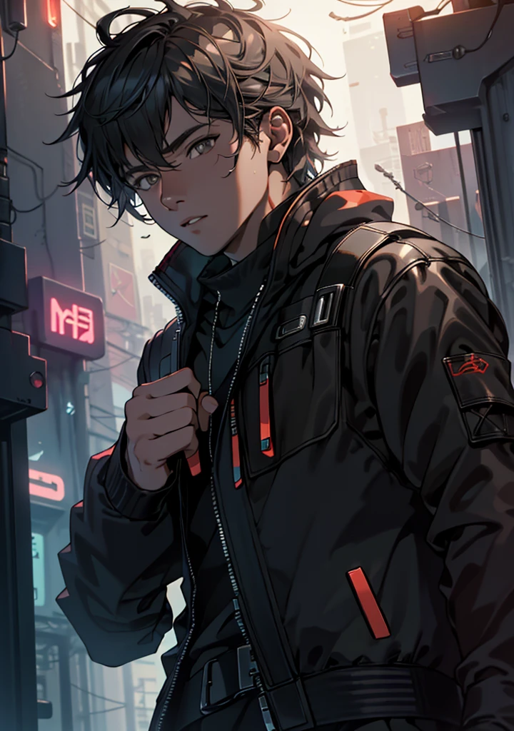 ultra detail, high resolution, ultra detailed, best quality, amazing, top quality, extremely detailed CG unity 8k wallpaper, cinematic lighting, cat fanboy, cyberpunk, dark boy
