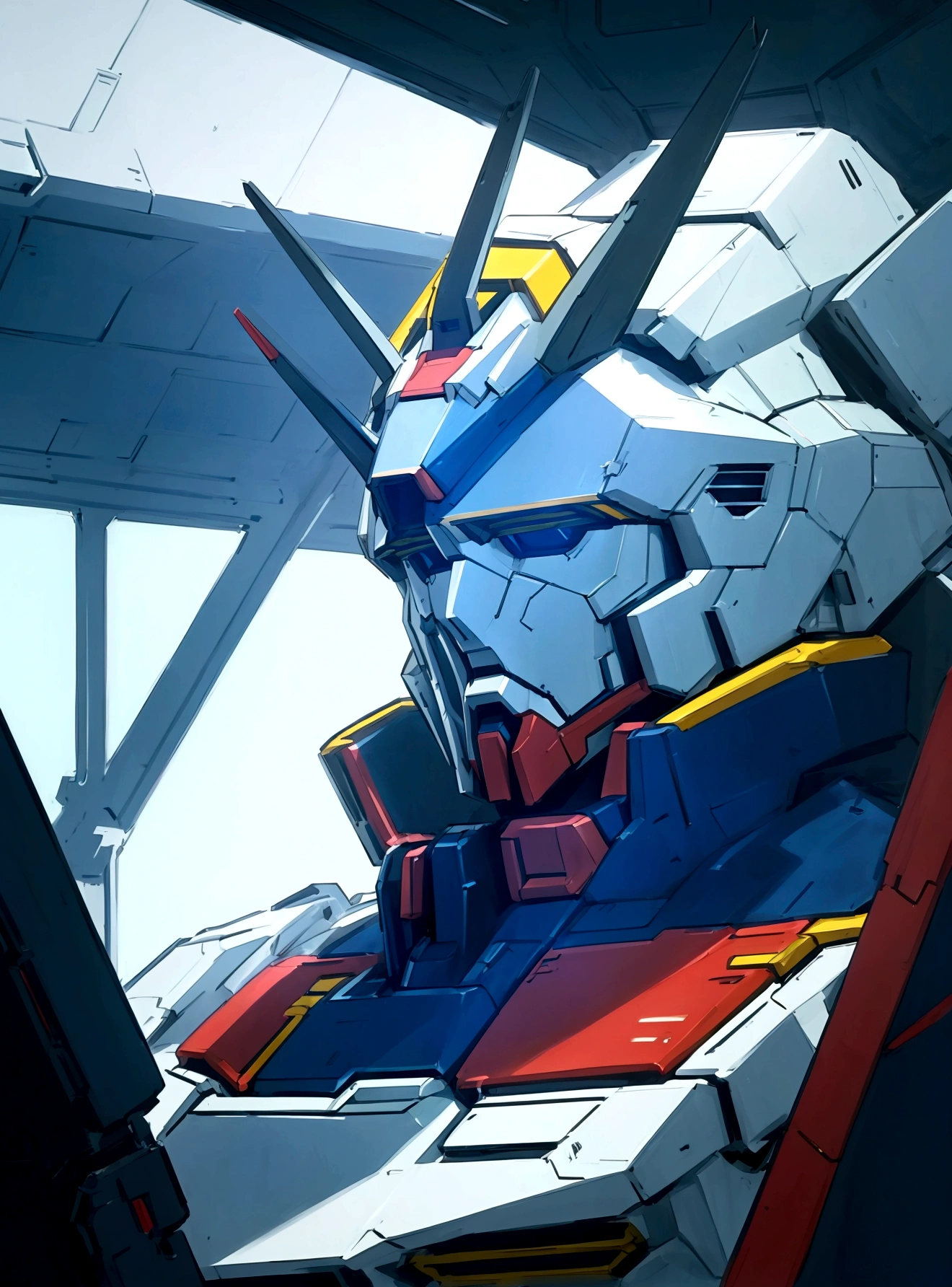Interiorof spaceship, gundam, anime,cel shading