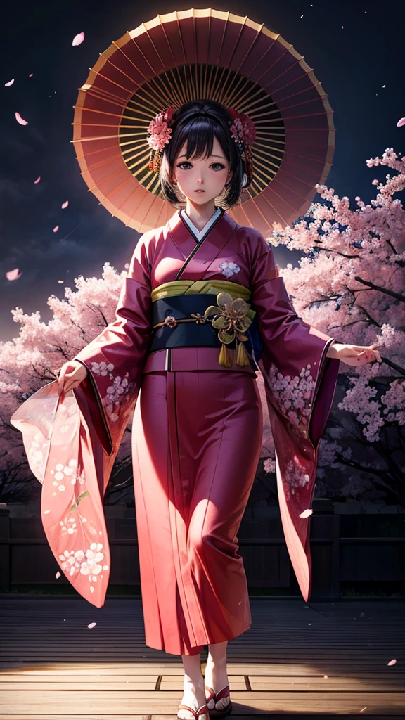 Twelve-layered kimono Apparition cherry blossoms Best Quality, Masterpiece, Ultra High Resolution, (Realisticity: 1.4), Original Photo, Cinematic Lighting