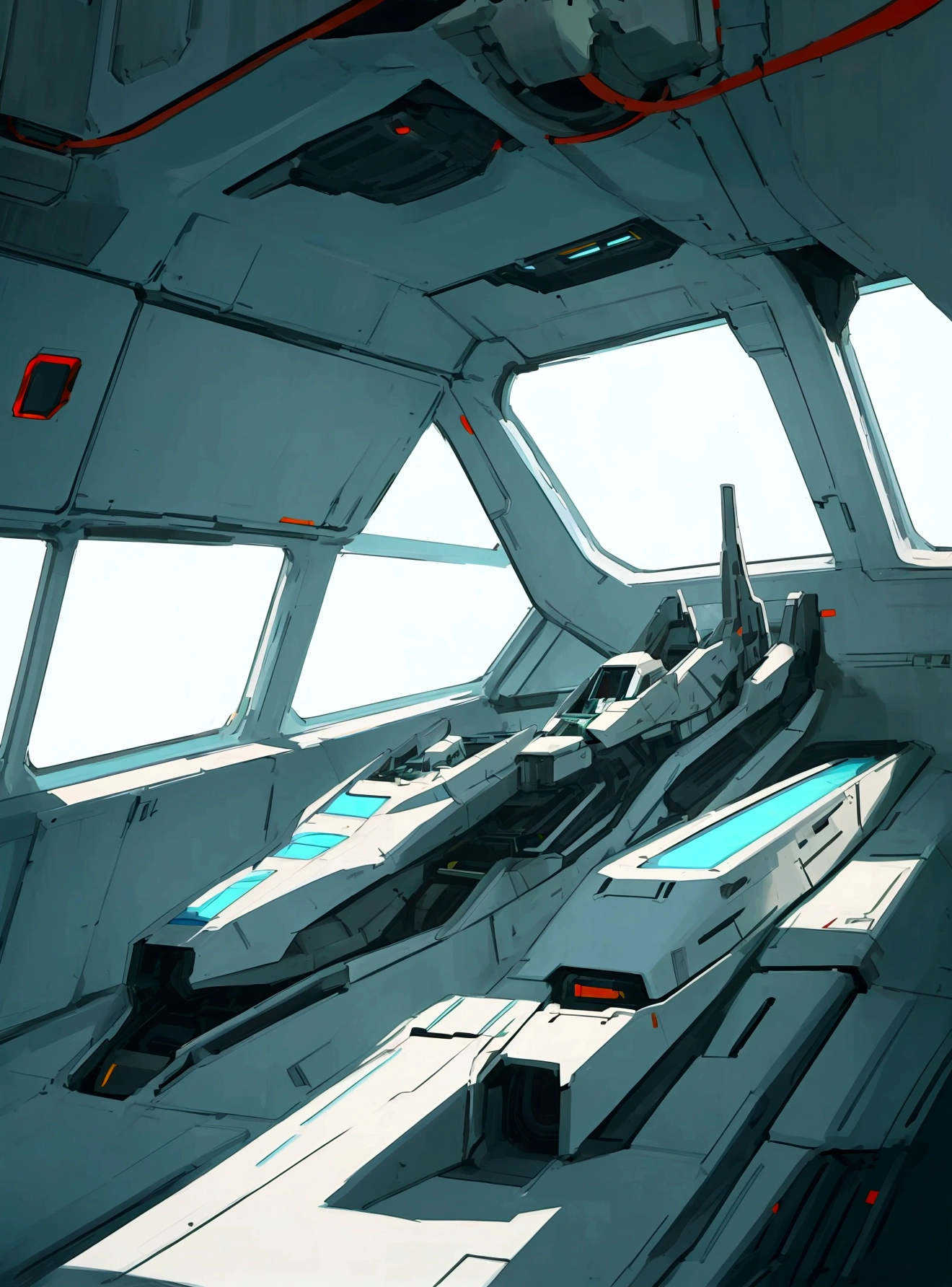 Interior of anime  spaceship, cel shading, futuristic