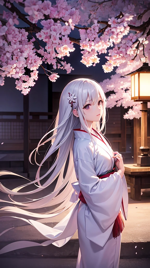 white without dirt Japanese kimono bride Apparition cherry blossoms Best Quality, Masterpiece, Ultra High Resolution, (Realisticity: 1.4), Original Photo, Cinematic Lighting
