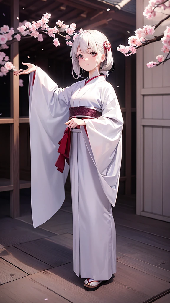 white without dirt Japanese kimono bride Apparition cherry blossoms Best Quality, Masterpiece, Ultra High Resolution, (Realisticity: 1.4), Original Photo, Cinematic Lighting