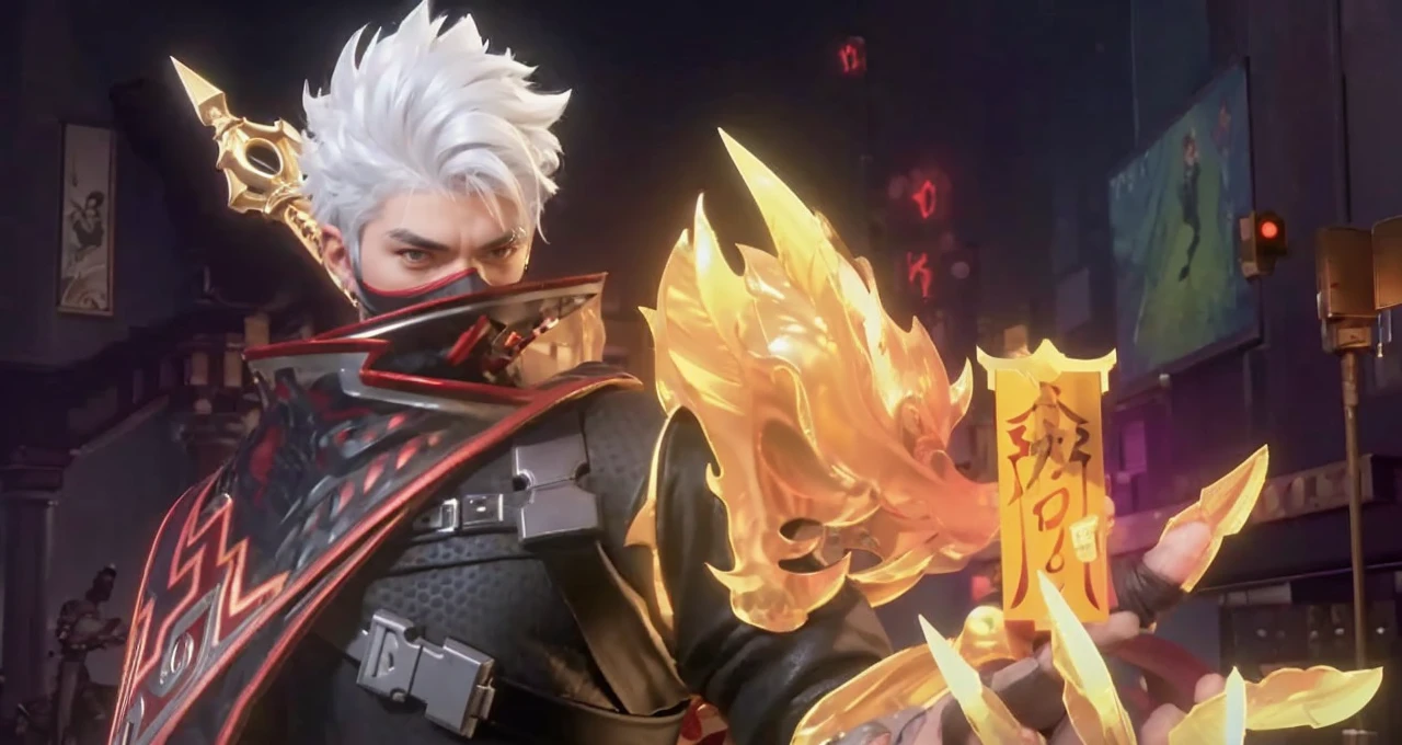 A man with ninja costume armor, A man with sword on back, A man with ninja Balck gold face, A man with red and black armor with gold detail, A man with hand weapon on his hand, Ultra Realistic, Ultra Hd, Ultra Detailing, Hyper Realistic, 8k, 4k ultra hd 