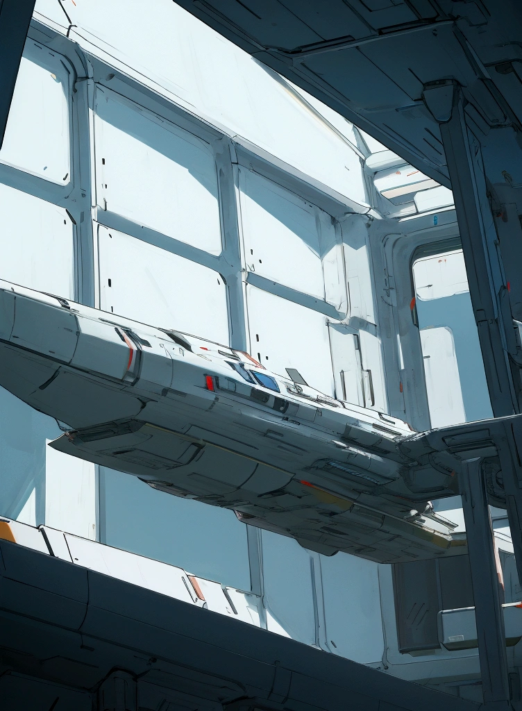 Interior of anime spaceship, cel shading, futuristic