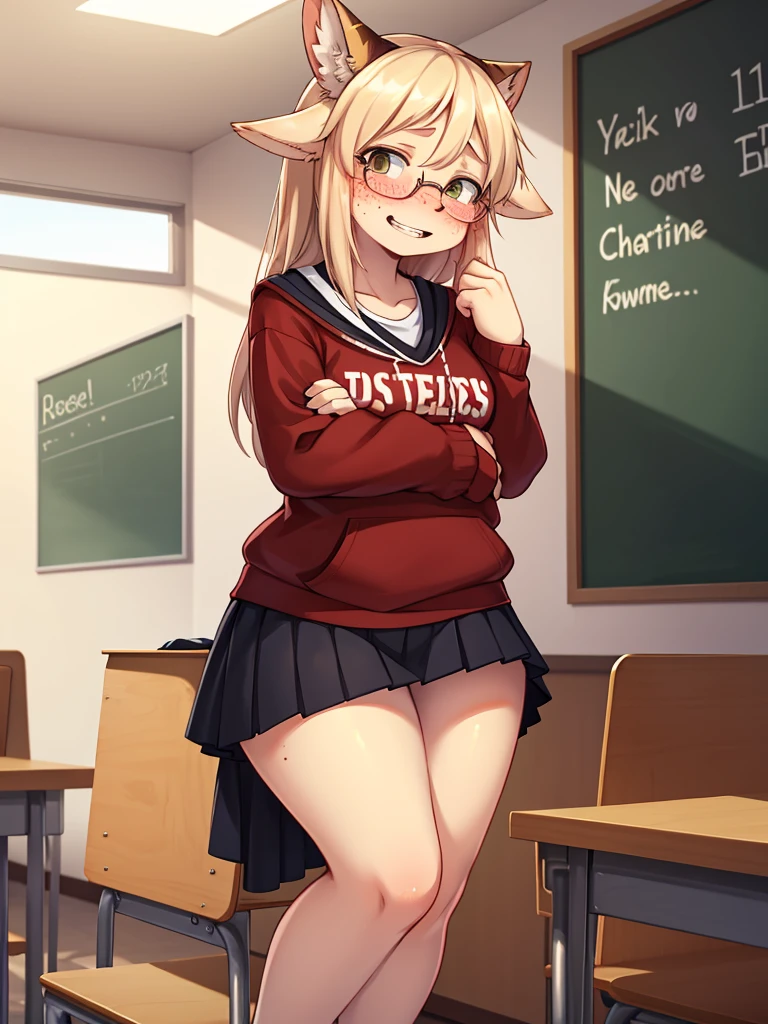 ugly face female , ugly loose body , (Freckles:0.9) , (clothed erotica) , Bad taste clothes , shy geek , school , Is someone like me okay?