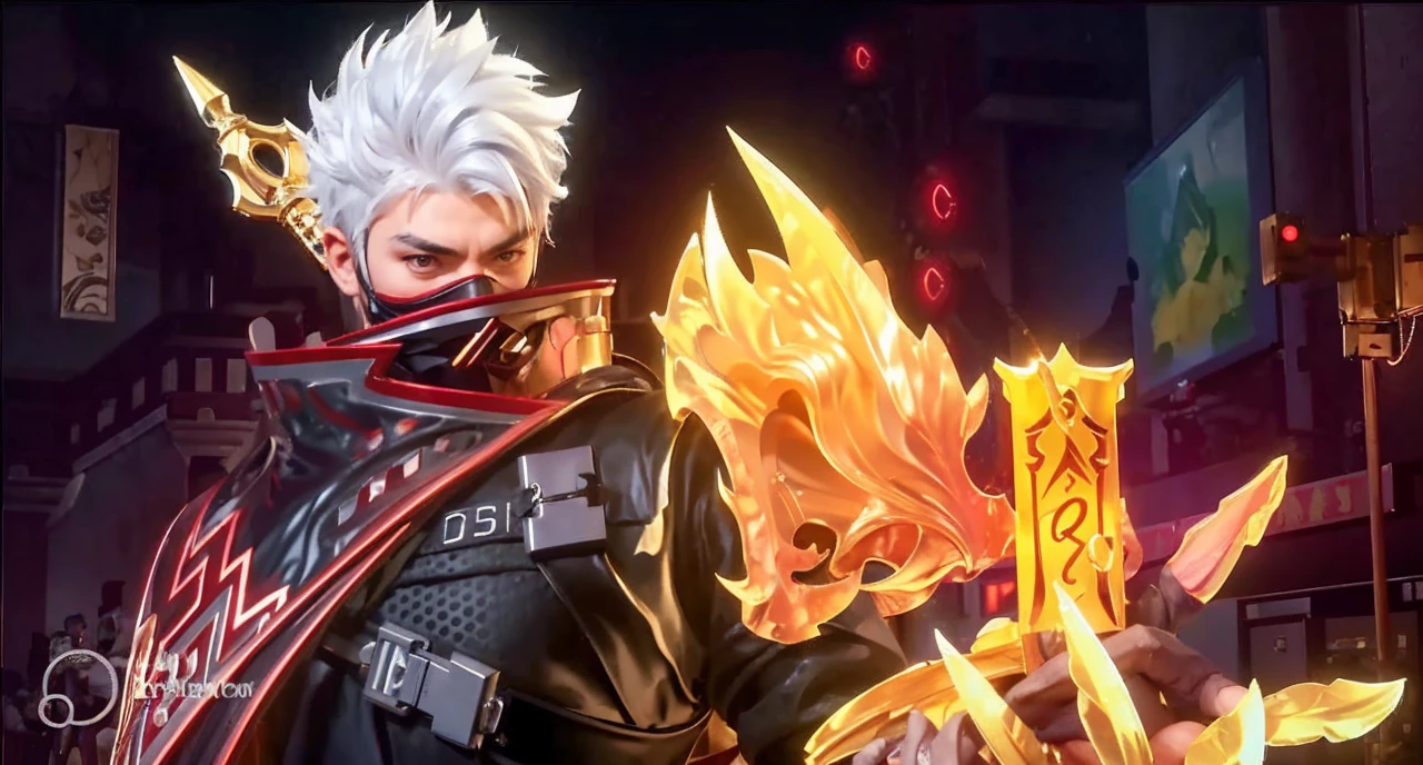 A man with ninja costume armor, A man with sword on back, A man with ninja Balck gold face, A man with red and black armor with gold detail, A man with hand weapon on his hand, Ultra Realistic, Ultra Hd, Ultra Detailing, Hyper Realistic, 8k, 4k ultra hd