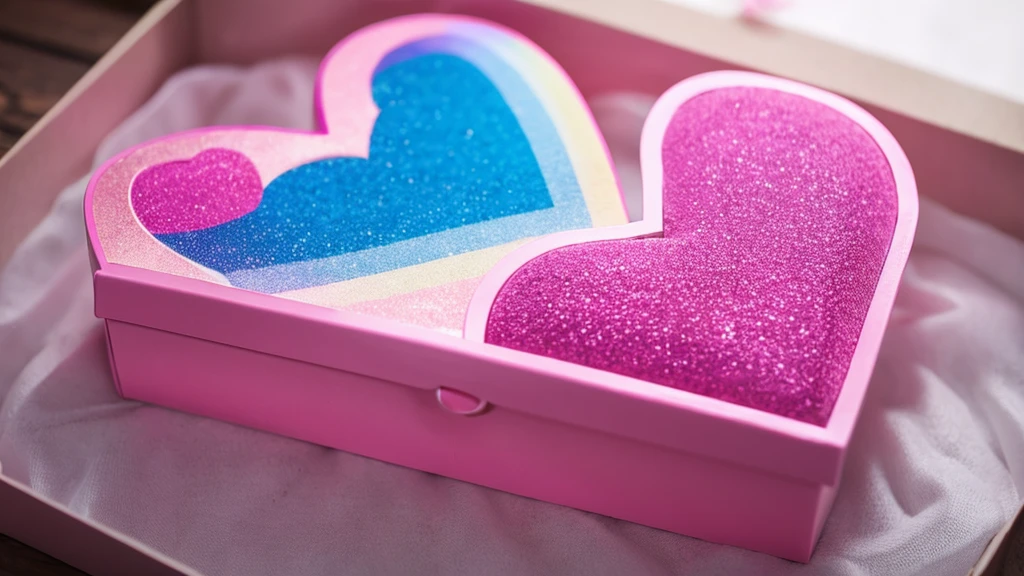heart, rainbow, pink, present box,Fantasy