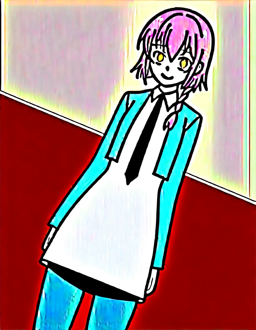 score_9, score_8_superior, score_7_superior, sauce_anime,
minamisakurai, Minami Sakurai, Brown eyes, Yellow Eyes, Purple Hair, Braiding, single Braiding, Hair that falls over the shoulders,
Long sleeve, dress, , pantyhose, tie, white dress, black tie, Green jacket,
indoor, classroom, I had already finished, smile,
alone, Dutch Angle, View your viewers, Cowboy Shot,