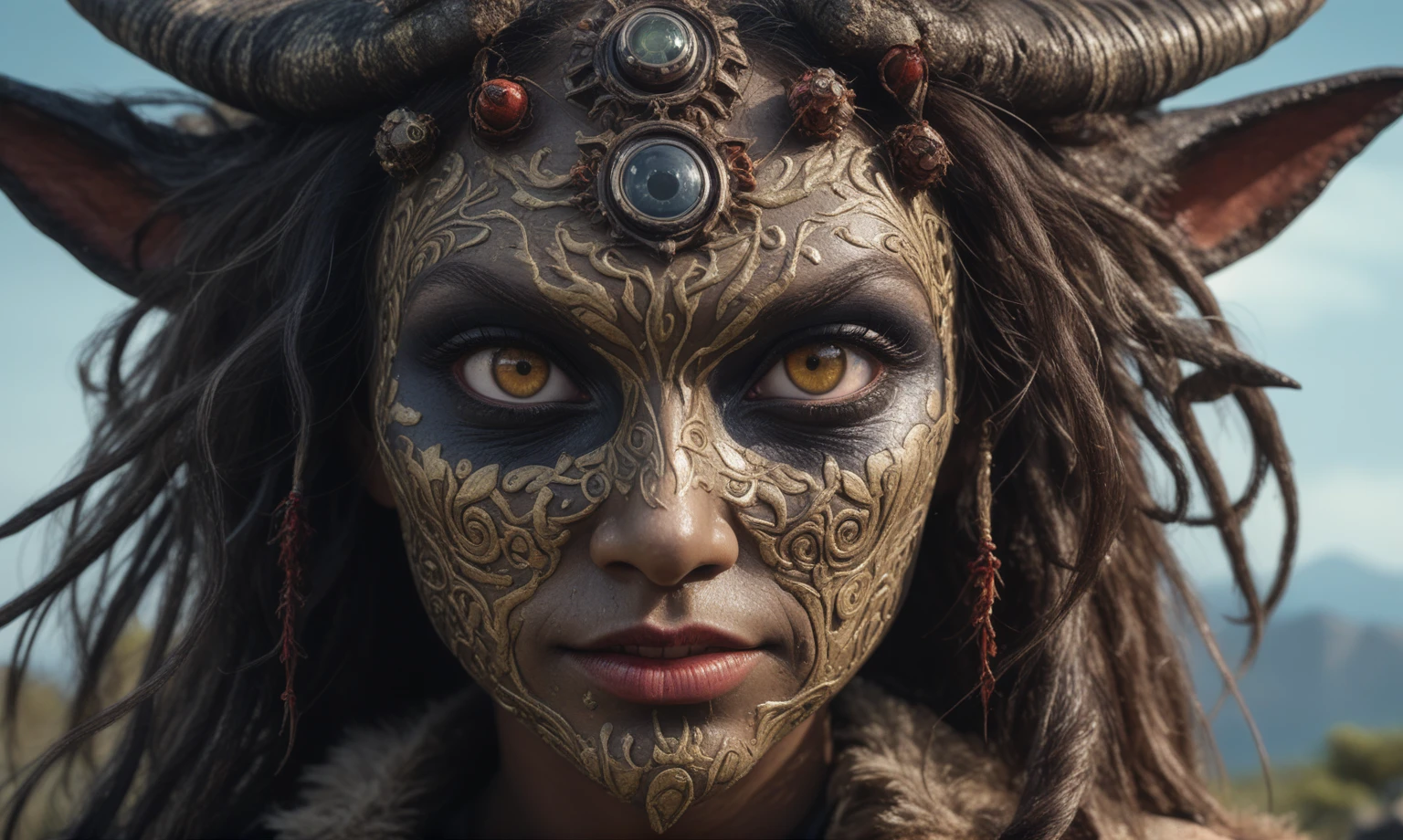 full-body-shot , who can't fly,Cinematic, Technicolor,natural skin textures, hyper realisitc, hyper detailed,Extremely detailed,High contrast,Realistic,Chalsedoon Moana,national dress, back view,full body length,evil ghost,Krampus,pretty face,intricate details,realistic humid skin,extremely intricate details,anatomically correct, eyes extremely detailed, high detailed eyes,High contrast,Ultra HD,Retina,HDR,photo,photorealism,Masterpiece, natural skin textures, hyper realism,hyper detailed,High contrast,(HDR:1.4),Realism,Ultra Detailed,irina yermolova, close full body shot,16K resolution,RAW, Nikon Z9,Paul Zizka,full body length,niobium goblin,native irish,pretty face,eyebrow up,full body shot,ominous landscape,niobium gray atmosphere,by art Simon Stalenhag,Nicola Samori,(((Wangechi Mutu))),prime colors,urban,extremely detailed,masterpiece,intricate details,faded,eyes extremely detailed, high detailed eyes,4k resolution,islands levitating above ground, Nikon Z9,scary village,stalker,Stone Forest ,Venice Mask