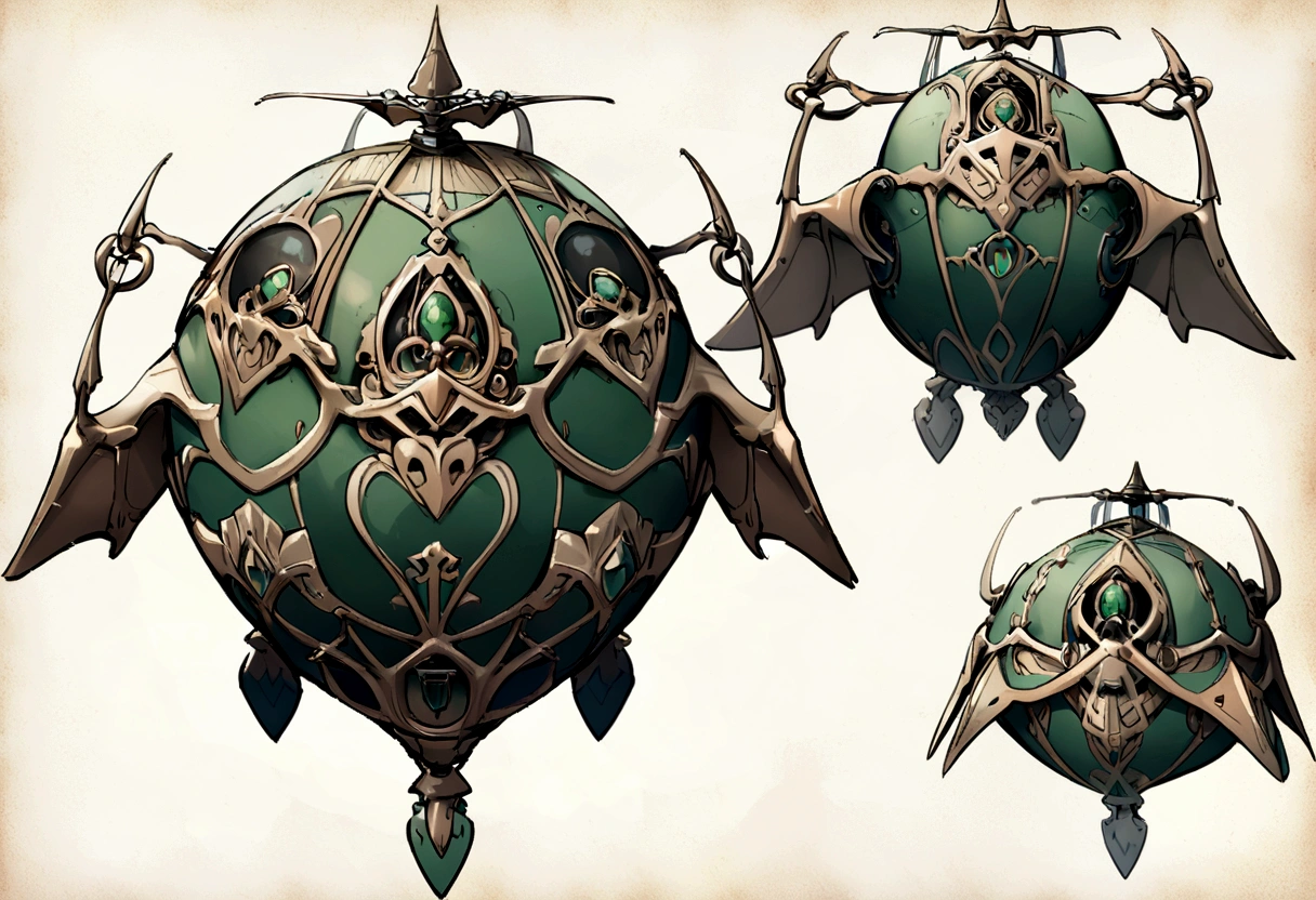 Three views of the game,A small flying machine of the elves