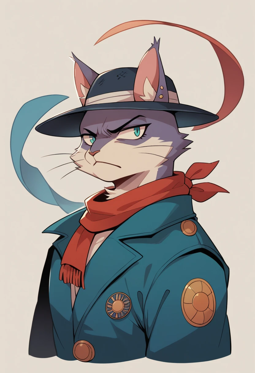 a painting of a cat wearing a hat and scarf, trending in the art station, dressed in punk clothes, detailed hyper realistic rendering, british gang member, street style, intimidating pose, planet of the cats, clothes with fashion, urban samurai, meow, west slavic features, 8 1 5