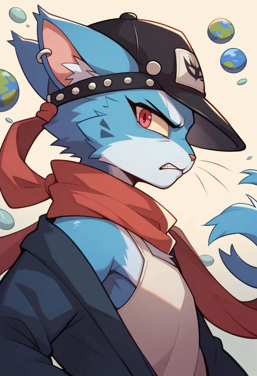 a painting of a cat wearing a hat and scarf, trending in the art station, dressed in punk clothes, detailed hyper realistic rendering, british gang member, street style, intimidating pose, planet of the cats, clothes with fashion, urban samurai, meow, west slavic features, 8 1 5