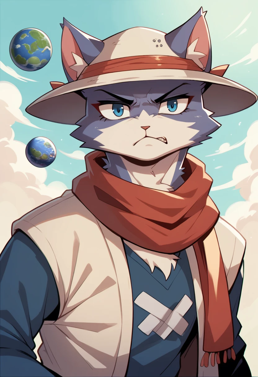 a painting of a cat wearing a hat and scarf, trending in the art station, dressed in punk clothes, detailed hyper realistic rendering, british gang member, street style, intimidating pose, planet of the cats, clothes with fashion, urban samurai, meow, west slavic features, 8 1 5