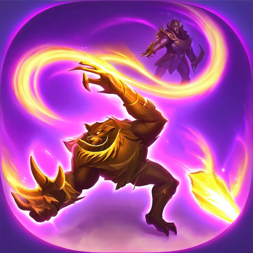 icon, Create an aura in the shape of a protective animal around the target. The target also has phantom limbs (spectral hands or legs) that attack it every turn until the end of combat. Show the magical and combative scene, with the animal aura providing defense and the phantom limbs dealing damage.