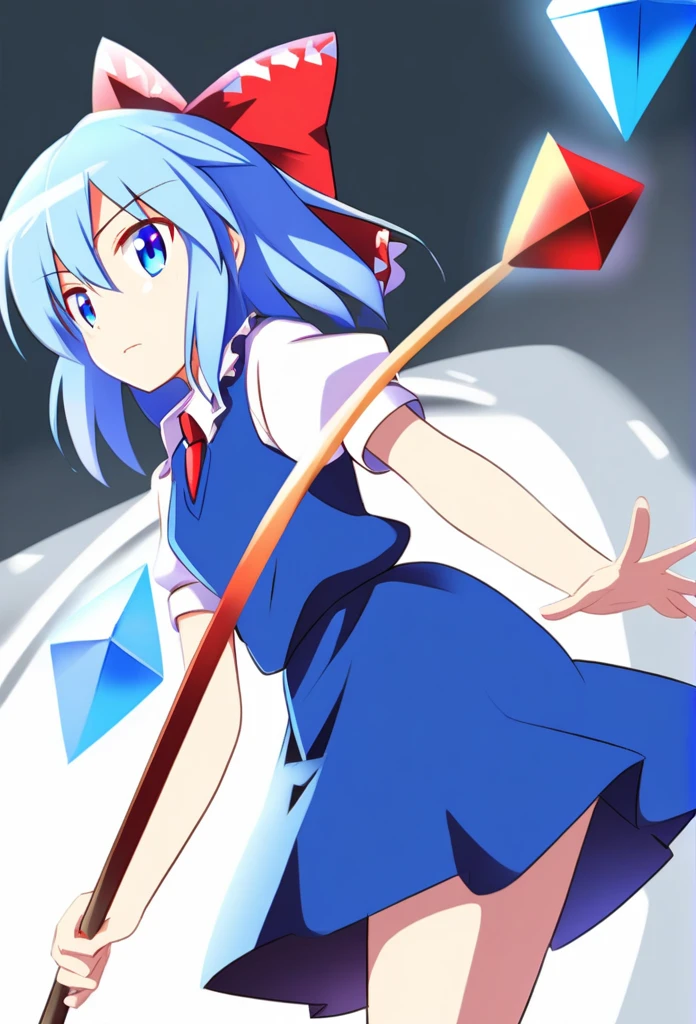 Touhou anime Blue hair blue eyes, girl, holding diamond, cirno, Touhou