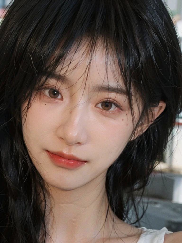 (Skin details:1.4), (smooth skin textures:1.3), Lipstick, background,海滩background， Looking at the audience，earrings, serene, calm, (Realistic and detailed eyes：1.2）, Natural skin texture, Realistic facial details, Soft dramatic lighting, Vivid details, 35 mm film, outdoor, (Photo Practical:1.4), (hyper Practical:1.4), (Practical:1.3), (Smoother lighting:1.05), (Improve lighting quality:0.9), (Highest quality real skin textures:1.4), Exquisite eyes, Delicate face, Close-up of face, (Enhance the beauty of skin texture:1.1), Hair details, Vest，normal body ratio, short hair, Moles under the eyes, thinking, A faint smile,公园background，Portrait Photography, Depth of Field, Bokeh, Surrealism, Ray Tracing, (Portrait Photography:1.1), Surrealism, High Detail, Chiaroscuro, Ray Tracing, reflected light, Ultra HD, Ultra HD, masterpiece, Textured Skin, Super Detail, High Detail, high quality, best quality