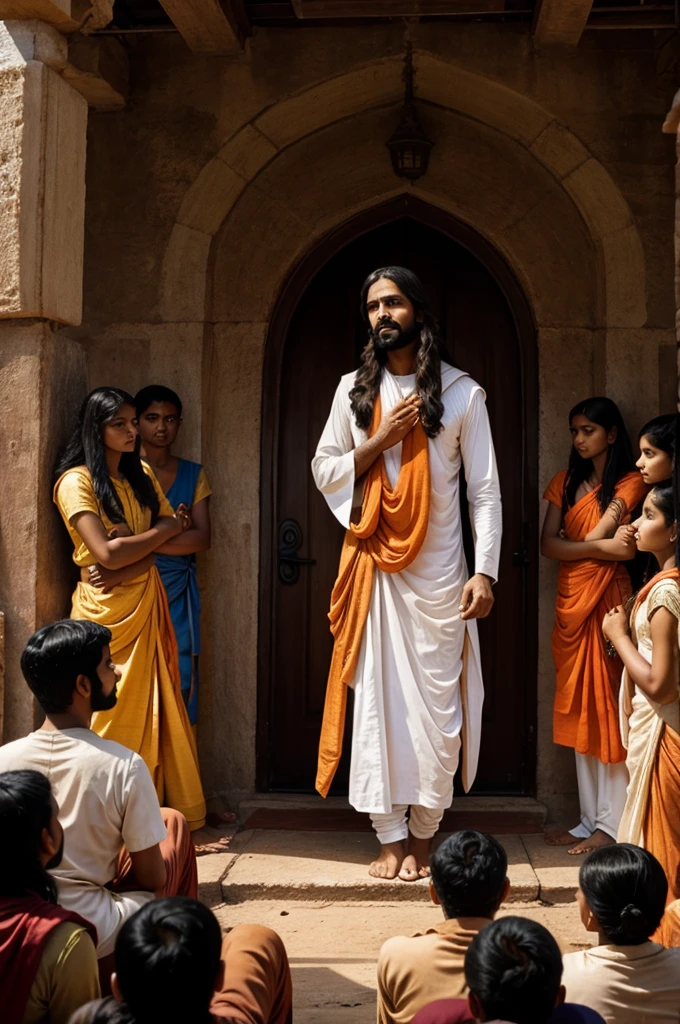 Indian Jesus teaching His 12 Hindu disciples.