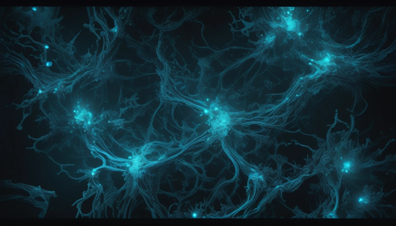 Hyper-realistic cinematic photographic bioluminescent patterns, lighting and ultra-detailed imaging.
Disorderly and Chaotic Initial World: represent a scenario without a defined shape, perhaps with abstract, confused and disorganized lines and shapes. Dark colors and somber tones to represent a lack of light, structure and order. , widescreen format image with 4K resolution.
