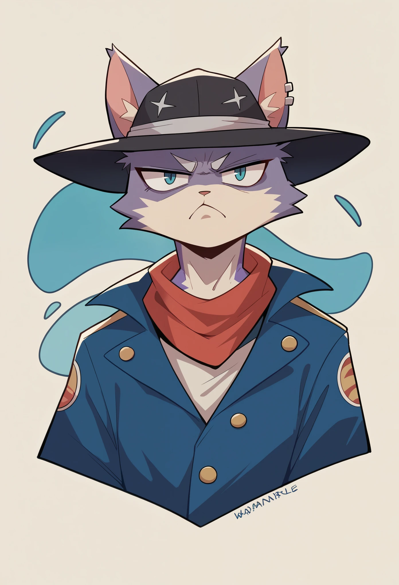 a painting of a cat wearing a hat and scarf, trending in the art station, dressed in punk clothes, detailed hyper realistic rendering, british gang member, street style, intimidating pose, planet of the cats, clothes with fashion, urban samurai, meow, west slavic features, 8 1 5