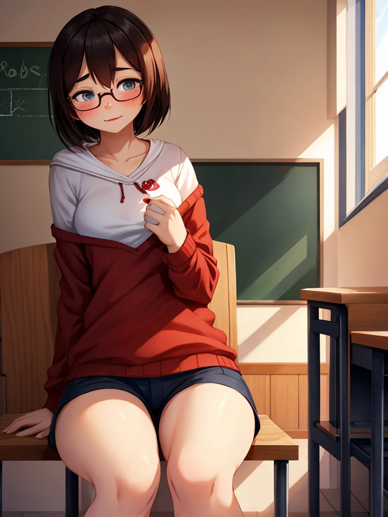 ugly face female , ugly loose body , (Freckles:0.9) , (clothed erotica) , Bad taste clothes , shy geek , school , Is someone like me okay?