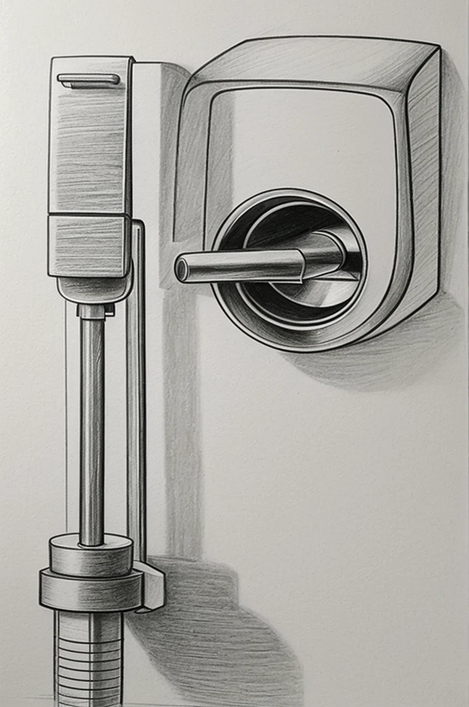 Make me a pencil sketch of an automatic hand dryer. that it is drawn with pencil and that it is simple