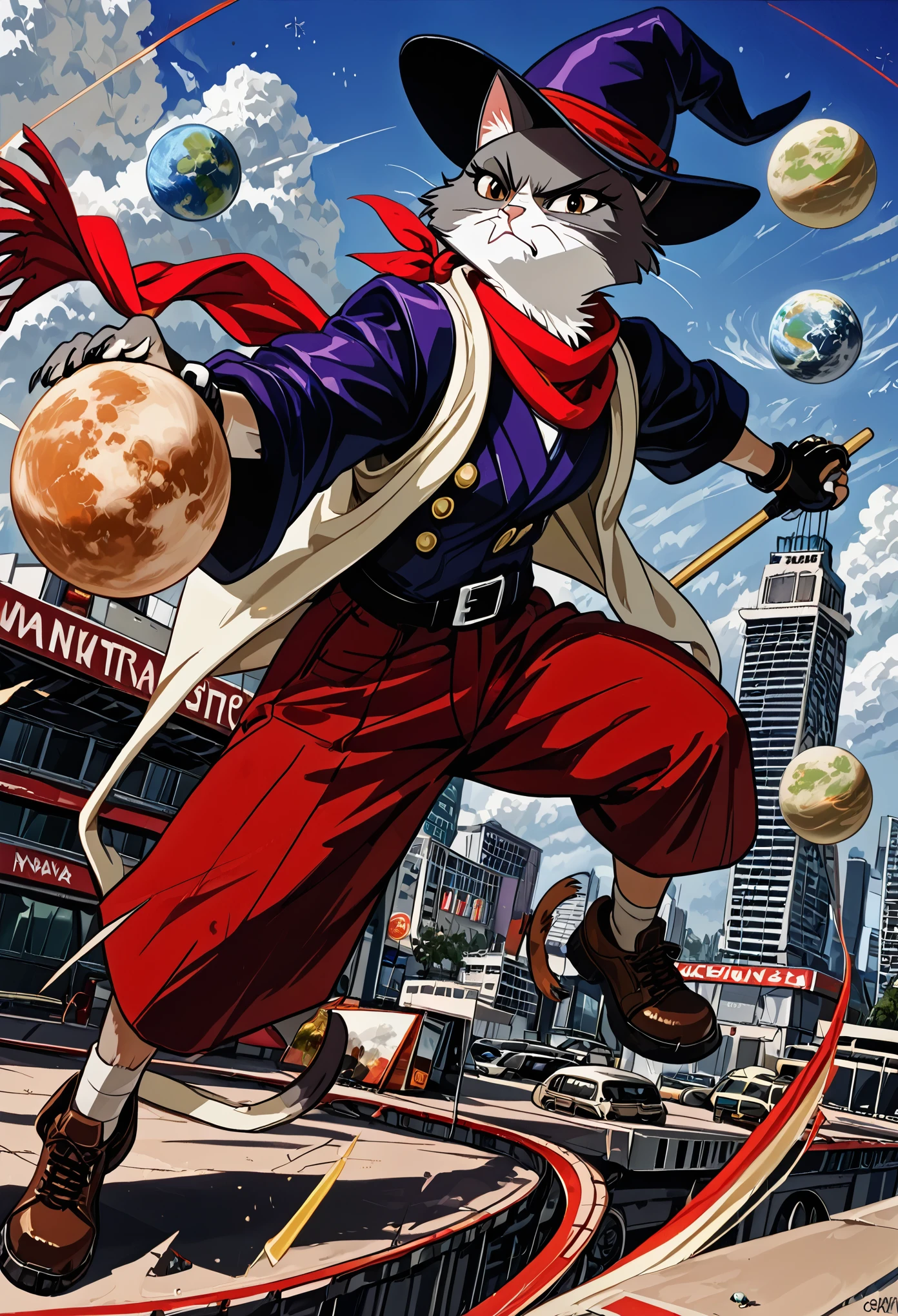 a painting of a cat wearing a hat and scarf, trending in the art station, dressed in punk clothes, detailed hyper realistic rendering, british gang member, street style, intimidating pose, planet of the cats, clothes with fashion, urban samurai, meow, west slavic features, 8 1 5
