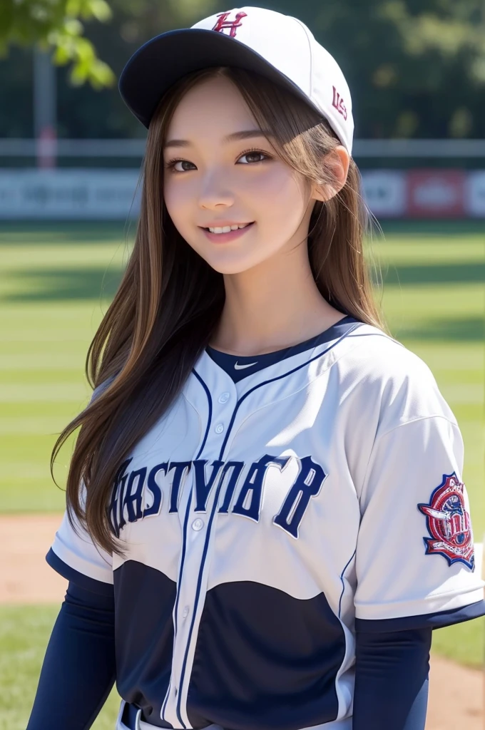 masterpiece、Highest quality、Very detailed、An illustration、Beautiful details、One Girl、cute、Detailed landscape、Library Background、Beautiful Hairstyles、Perfect Anatomy:1.4,4K resolution,((Baseball uniform)),Smiling,(Ultra-realistic), (最高のAn illustration), (Increase the resolution), (8K), (masterpiece), 1 girl, ((The front hair is up)), Slender body, (Slender girl),(Slim girl),Virtual Girl Lynn,Turning back and facing away,Wearing a baseball hat
