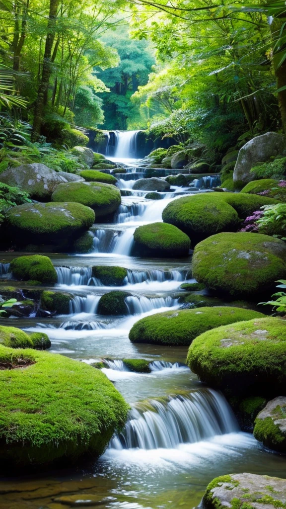 Here is a prompt in English to create an image suitable for water sound therapy:
---
Create a serene and calming image for water sound therapy. The scene should feature a tranquil flowing stream surrounded by lush greenery, with sunlight filtering through the trees. The water should be clear and gently rippling, creating a soothing and peaceful atmosphere. Incorporate elements like smooth stones, small waterfalls, and vibrant plants to enhance the natural beauty and relaxation of the scene. The overall mood should be tranquil, calming, and inviting, ideal for promoting relaxation and stress relief through water sound therapy.
---
Feel free to adjust the details to better fit your needs!
