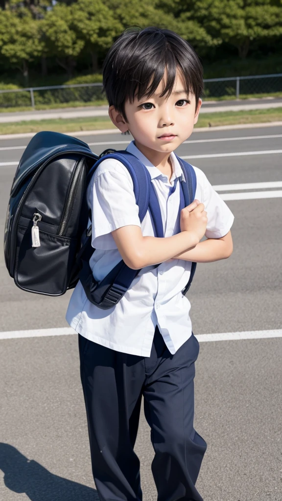 Japanese　 boy　Carrying a school bag