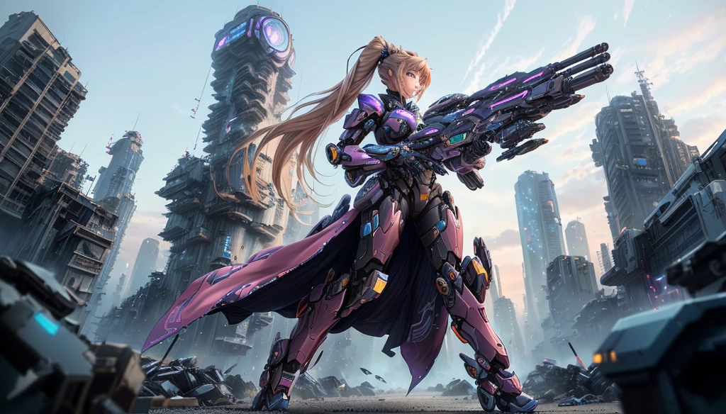 anime - style image of a woman with a gun in a futuristic city, mechanized valkyrie girl, starcraft 2 videogame character, girl in mecha cyber armor, cyberpunk anime girl mech, female mecha, epic sci - fi character art, epic sci-fi character art, the fourth race of starcraft 2, 2. 5 d cgi anime fantasy artwork