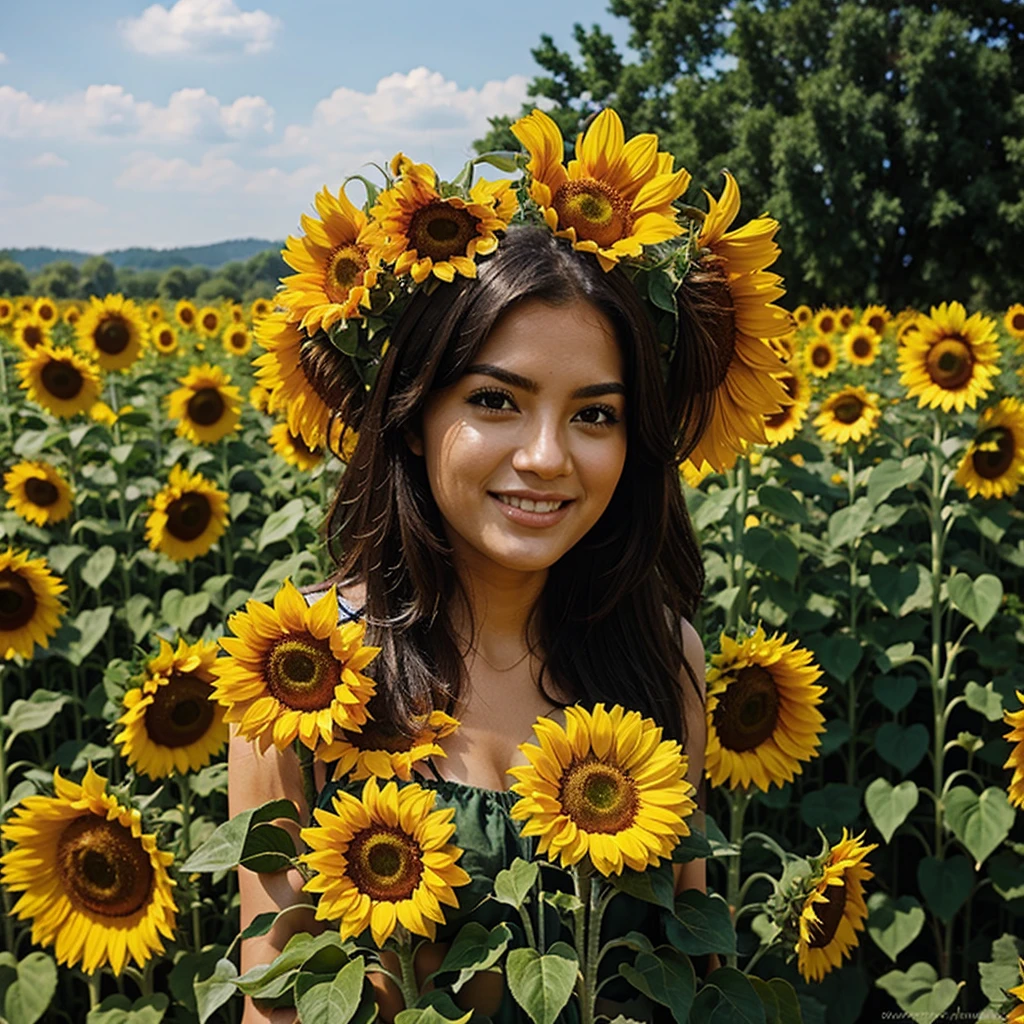 full bloom Sunflower field Fantasy