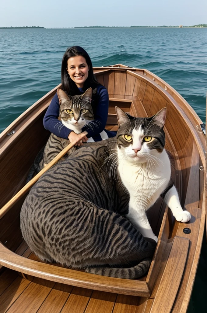 A cat and her husband were in a boat