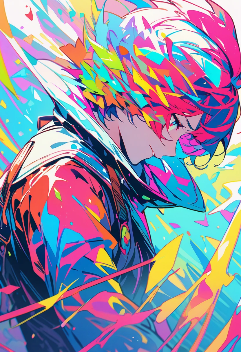 穿著Archer服裝的男人.Closeup bow and arrow art.Archer, Deep Forest Shooter.(masterpiece, best quality:1.2),art illustration,Abstract surreal colors,colorful. warrior
