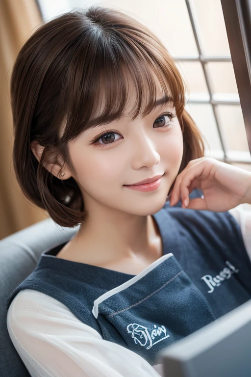masterpiece:1.3), (8K, Realistic, RAW Photos, Best image quality: 1.4), Japanese women、(Random Hairstyles:1.2)、Highly detailed face、Attention to detail、double eyelid、Beautiful woman:1.4、Light brown hair、Highest quality、masterpiece、Ultra-high resolution、(Realistic:1.4)、Detailed and professionally lit smiles、Loose、thin、Shorthair、Deadly position、During meals、Full body image、Ocean、