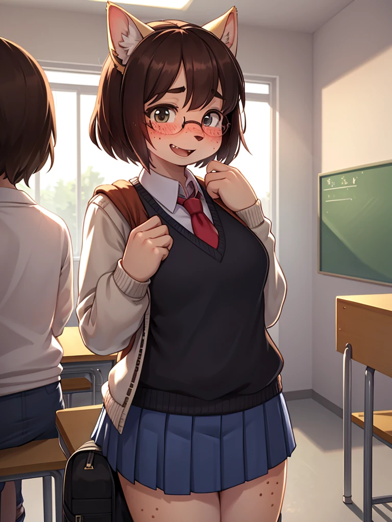 ugly face female , ugly loose body , (Freckles:0.9) , (clothed erotica) , Bad taste clothes , shy geek , school , I'm so happy I'm gonna piss myself