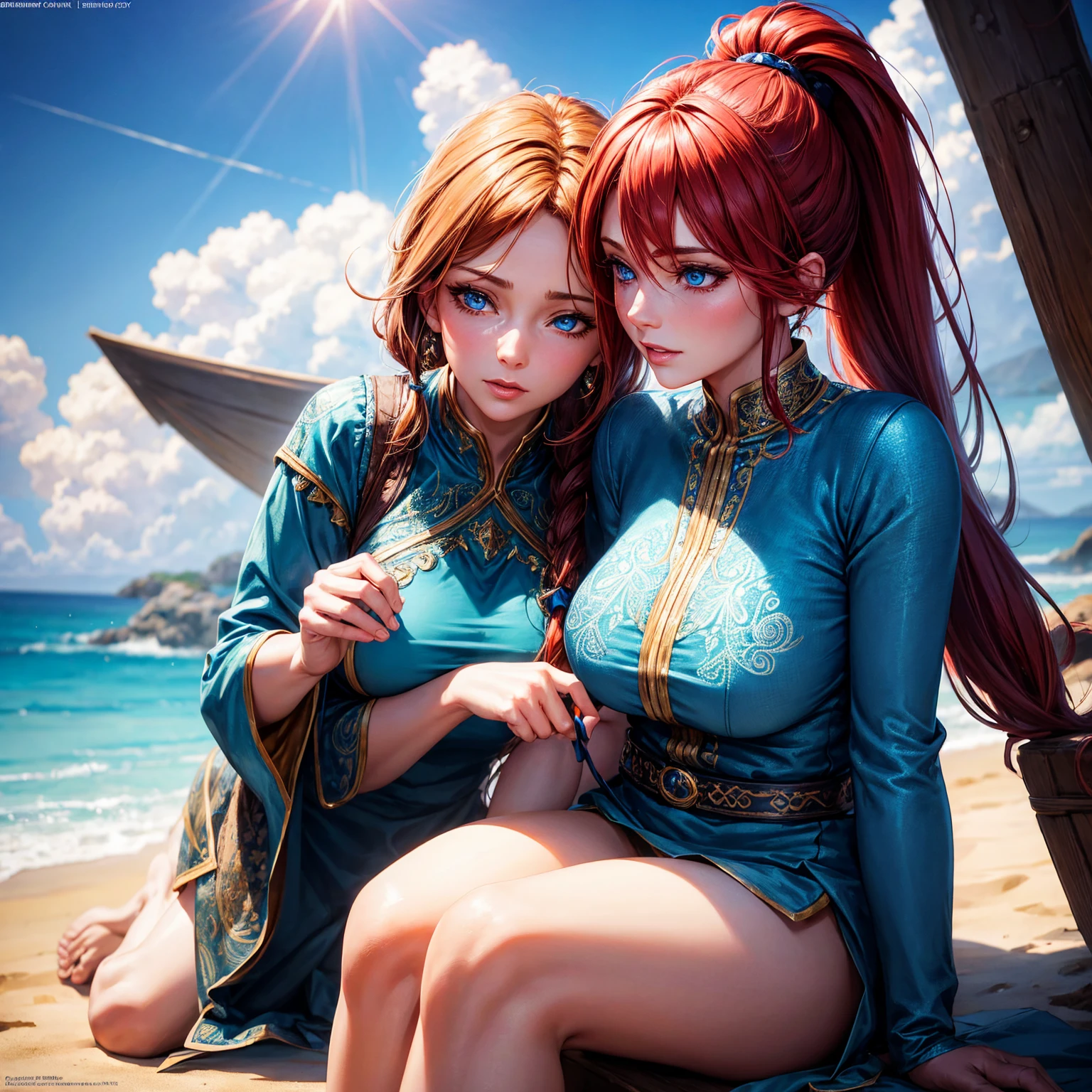 （hyper qualit，tmasterpiece，aethereal：1.4）age with，gigantic cleavage breasts（Realistis：1.2）Super large breasts（absurderes：1.4）8K，Big breasts, Slim, Bigboobs, huge boob, (((Ridiculously large breasts))), (absurd res:1.5), ((gigantomastia)), ((macromastia)), (((gigantic cleavage breasts))), (((((gigantic cleavage breasts)))))（hyper qualit，tmasterpiece，aethereal：1.4）nagatiti（huge tit：1.6）（Hang on the breast：1.5）（breasts squeezed：1.3）（breasts squeezed：1.3）（Bimbo 1.4）（Disproportionate tits：1.4）ultra - detailed，（（detailed beautiful mature face）），Debauched expression，gyaru，Adult rocks，shores，（Bank：1.2） （Sat down：1.4）Sit on the rocks，the trees，A plant，（bushi：1.2）wave（harsh：1.2）（Ultra-detailed water：1.1） （独奏：1.4）1girll（face to the viewer：1.2）Intricate body details（A MILF： 1.5）（curves：1.3）Average waist，thick thight，Long legs，asuna yuuki，Honey blonde[long whitr hair]（Sideburns：1.2）（Ill-fitting uniforms：1.3）tempting pose，A sexy pose，Tempting[Complex - perfect finger - hand]Perfect ultra-detailed orange eyes，miyamizu_mitsuha，red bowtie，jewely，White yoga crop top，white yoga tight shorts，Hands on the chest，ssee-through，looking at viewert，hair adornments，choker necklace，is shy，（huge tit：1.2，from below，Carmelto，）white  panties，Chinese city，the street， suns， Clouds， muri， tilt，