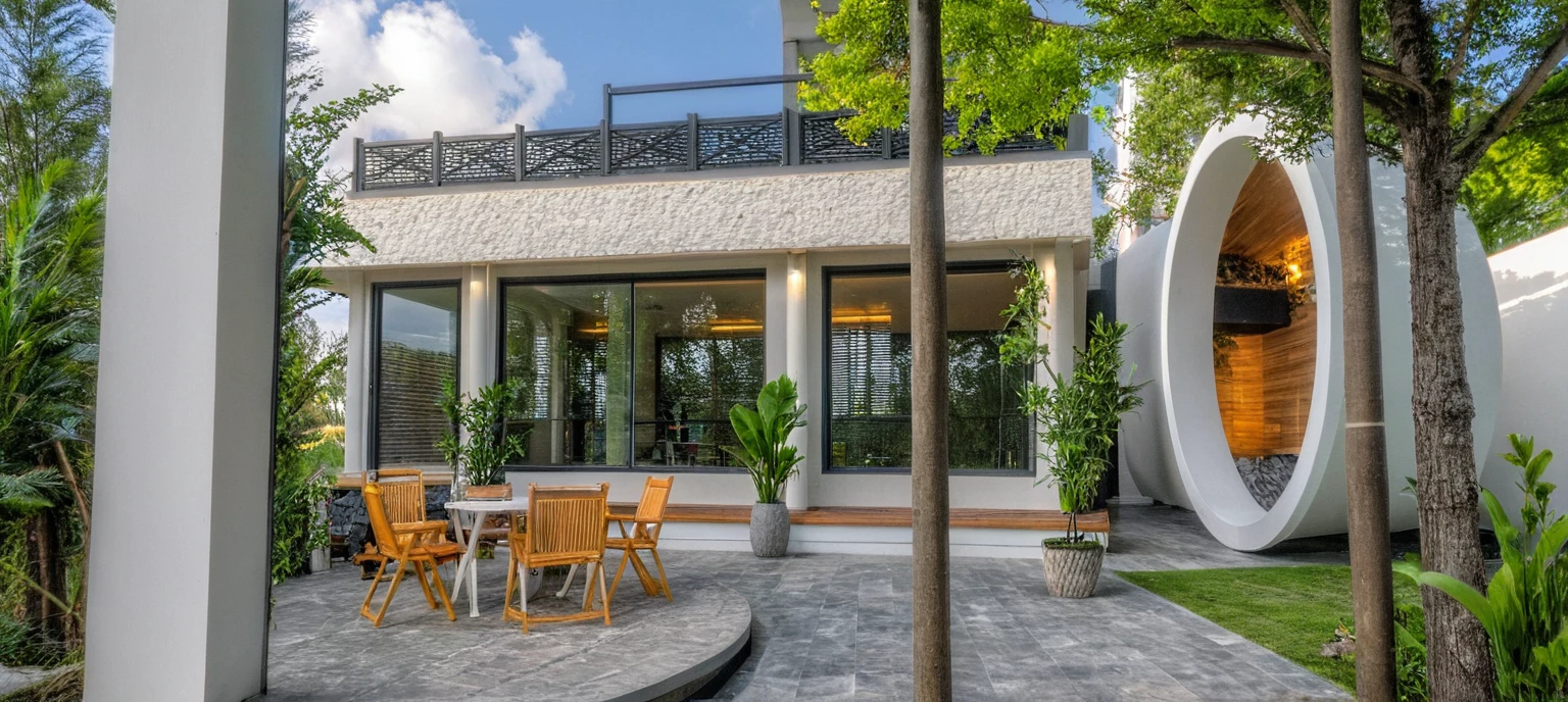 Masterpiece, high quality, best quality, authentic, super detail, outdoors, onestoreyvillaXL, aiaigroup, house style modern on the street ,stairs, white wall ,road,pavement, grass, trees, sky, cloud, (daylight:1.1)
