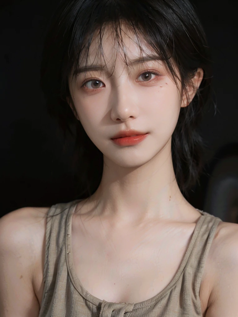 (Skin details:1.4), (smooth skin textures:1.3), Lipstick, background,海滩background， Looking at the audience，earrings, serene, calm, (Realistic and detailed eyes：1.2）, Natural skin texture, Realistic facial details, Soft dramatic lighting, Vivid details, 35 mm film, outdoor, (Photo Practical:1.4), (hyper Practical:1.4), (Practical:1.3), (Smoother lighting:1.05), (Improve lighting quality:0.9), (Highest quality real skin textures:1.4), Exquisite eyes, Delicate face, Close-up of face, (Enhance the beauty of skin texture:1.1), Hair details, Vest，normal body ratio, short hair, Moles under the eyes, thinking, A faint smile,公园background，Portrait Photography, Depth of Field, Bokeh, Surrealism, Ray Tracing, (Portrait Photography:1.1), Surrealism, High Detail, Chiaroscuro, Ray Tracing, reflected light, Ultra HD, Ultra HD, masterpiece, Textured Skin, Super Detail, High Detail, high quality, best quality