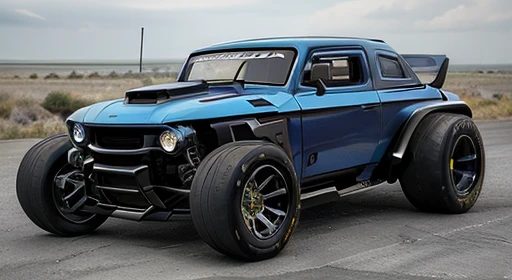 cyber punk(((Hot Rod SUV))、(With shiny border)、Wide tires、Future