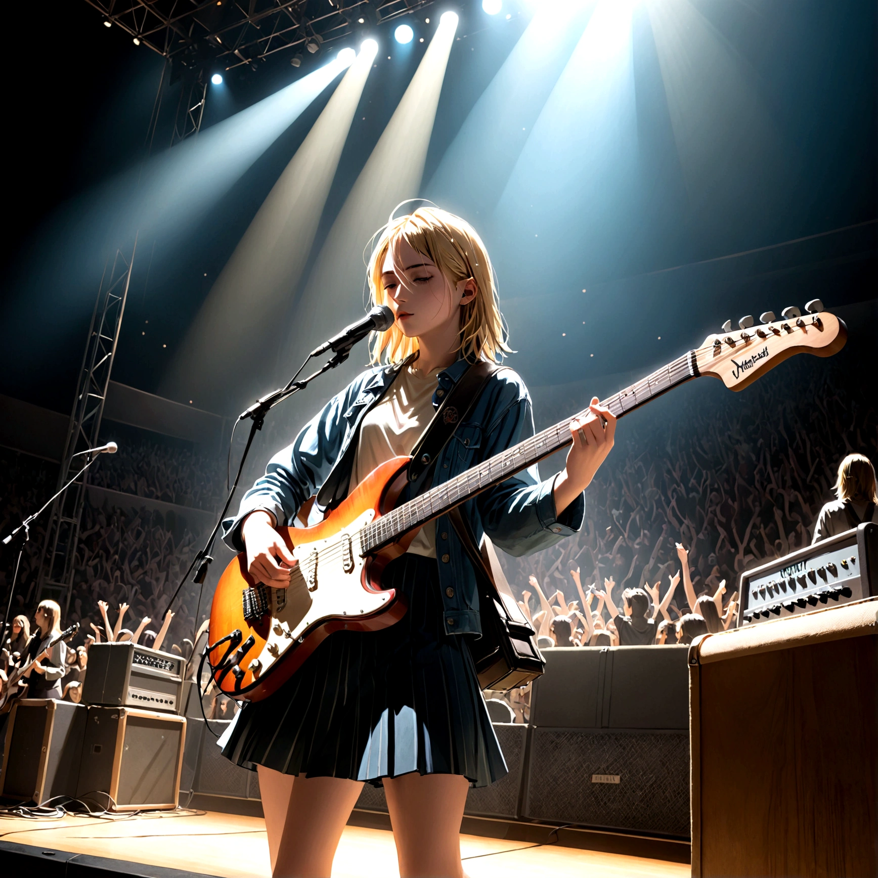6 strings、There are six pegs、high school girl、Electric guitar、Kurt Cobain、Big Stage