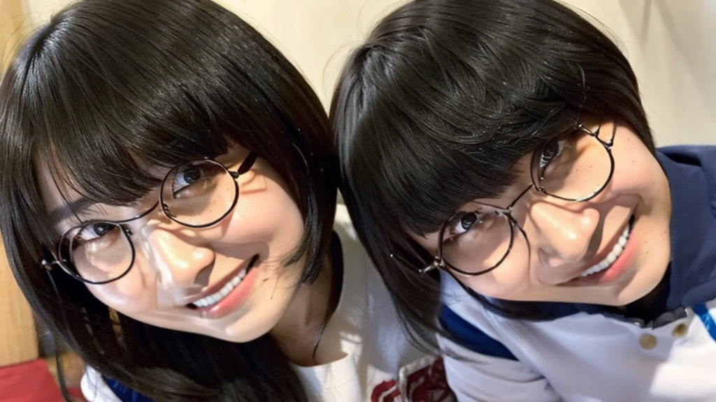A photo of suzuka and a man with his bangs down, Couple, Two-shot selfie