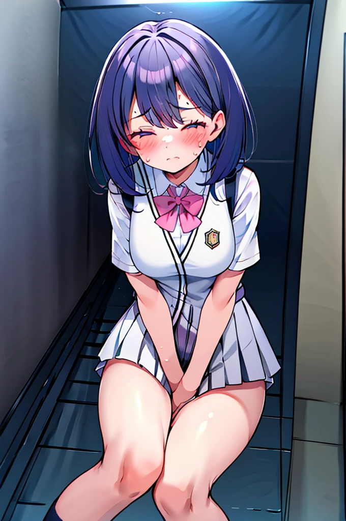 exceptional ,best quality ,(((naked little beautiful futanari girl attached penis on crotch))),peeing,  in school, ((school uniform and shoulder bag)), ((her right hand have a mike)), (crying face), tear, long socks, uniform ribbon (((girl naked huge breast))), (naked nipple), embarrasing face thin legs , embarrassing ,(((open leg and singing on live stage))), (surrounded by many people) ,cute eyes,diaper,crotch stained,penis,oppai ****,erection,rabbit ears