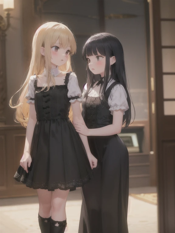 16K,A high resolution,masterpiece,Best quality,
cinematic film yet, 2 characters,
pin-up identical identical twins of a boy and a girl, Ruri,
action, identical girl faces, Same height, same age 14 years, same boyish build,long hair,flat chest,girly gothic,black dress,long skirt,detailed embroidery,
shallow depth of field,vignette,very detailed,high budget,hips,synoscope,capricious,epic,fabulous,
Granularity,grainy, stand next to, find the differences