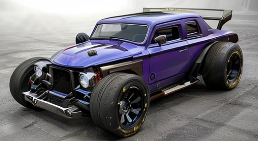cyber punk(((Hot Rod SUV)))、(With shiny border)、Wide tires、Future City、explosion