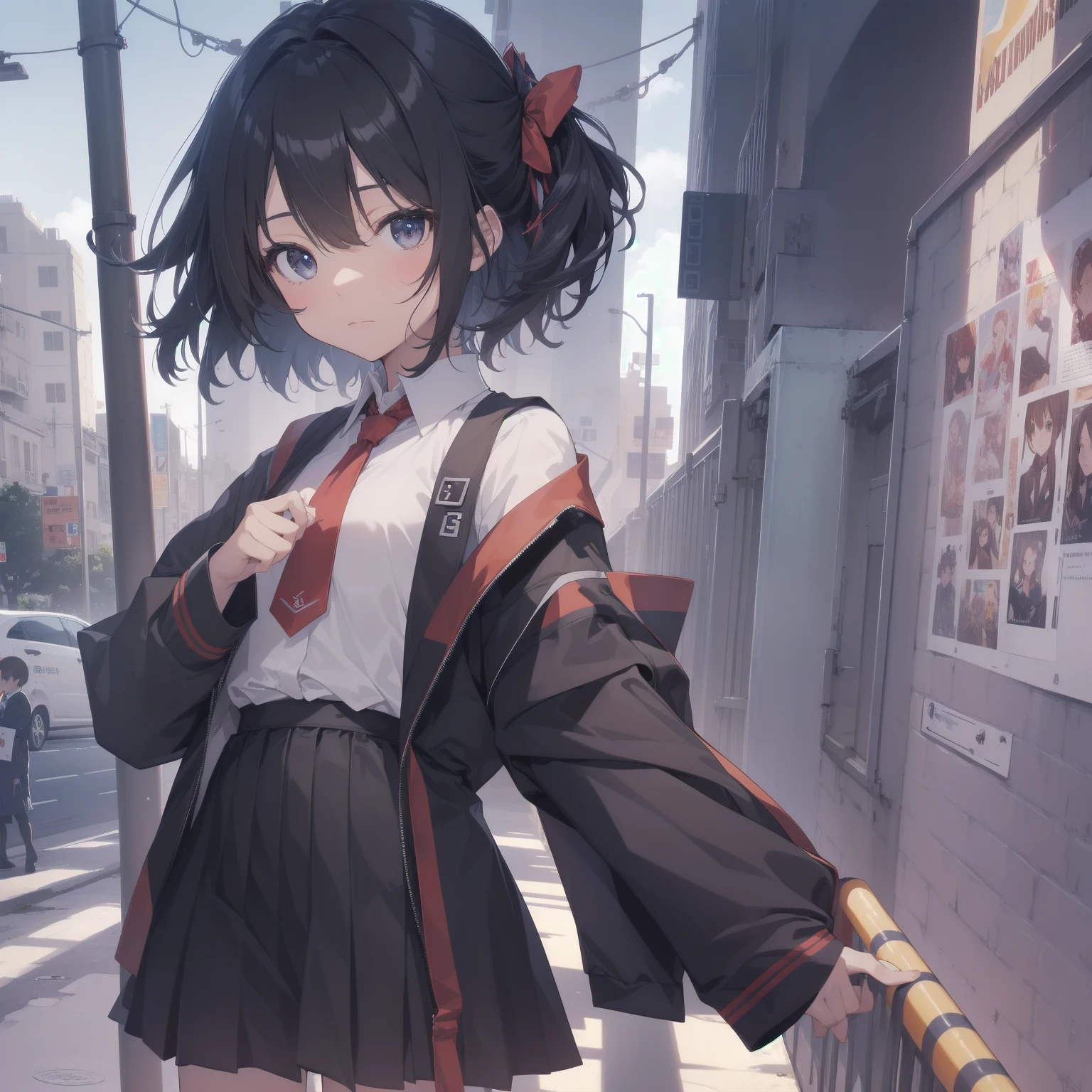ultra-absurdres-Top quality by artist God, ultra-detailed, high resolution, anime moe artstyle, best anime 8k konachan wallpaper, pixiv contest winner, pool:2810, perfect anatomy,break, 1girl, (Please draw a girl walking sleepily to school alone. )break,(Solo,little female, 13-year-old:1.3),Full limbs, complete fingers,a junior high school student, (very short hair), short cut, flat chest, , small butt, small black eyes, beautiful detailed eyes, well-proportioned iris and pupils, expressive eyes, highres detailed hair, soft expression, salor school_uniform, sailor collar, serahuku, bow, pleated skirt,(Detailed Lighting), (Detailed background), in the School commute route. break,super detailed skin, Best cinematic lighting powered by famous artist, 8k,beauty illustration,photoshop_(medium),very aesthetic,break,((artist:toosaka_asagi )), artist:clamp ,artist:carnelian ,artist:kantoku ,