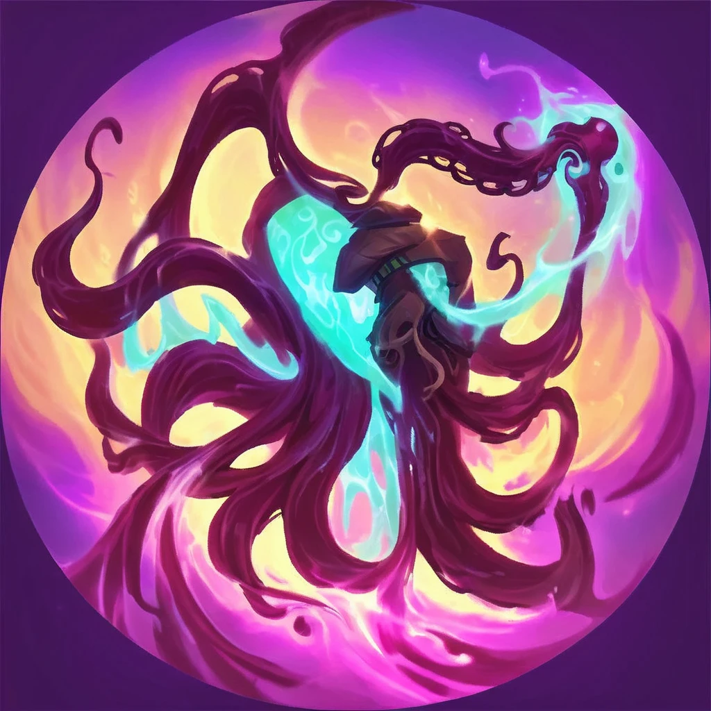 black dark light icon, dark tentacles, Tentacles of luminescence appear on your body, You can choose only one target to cast this spell..