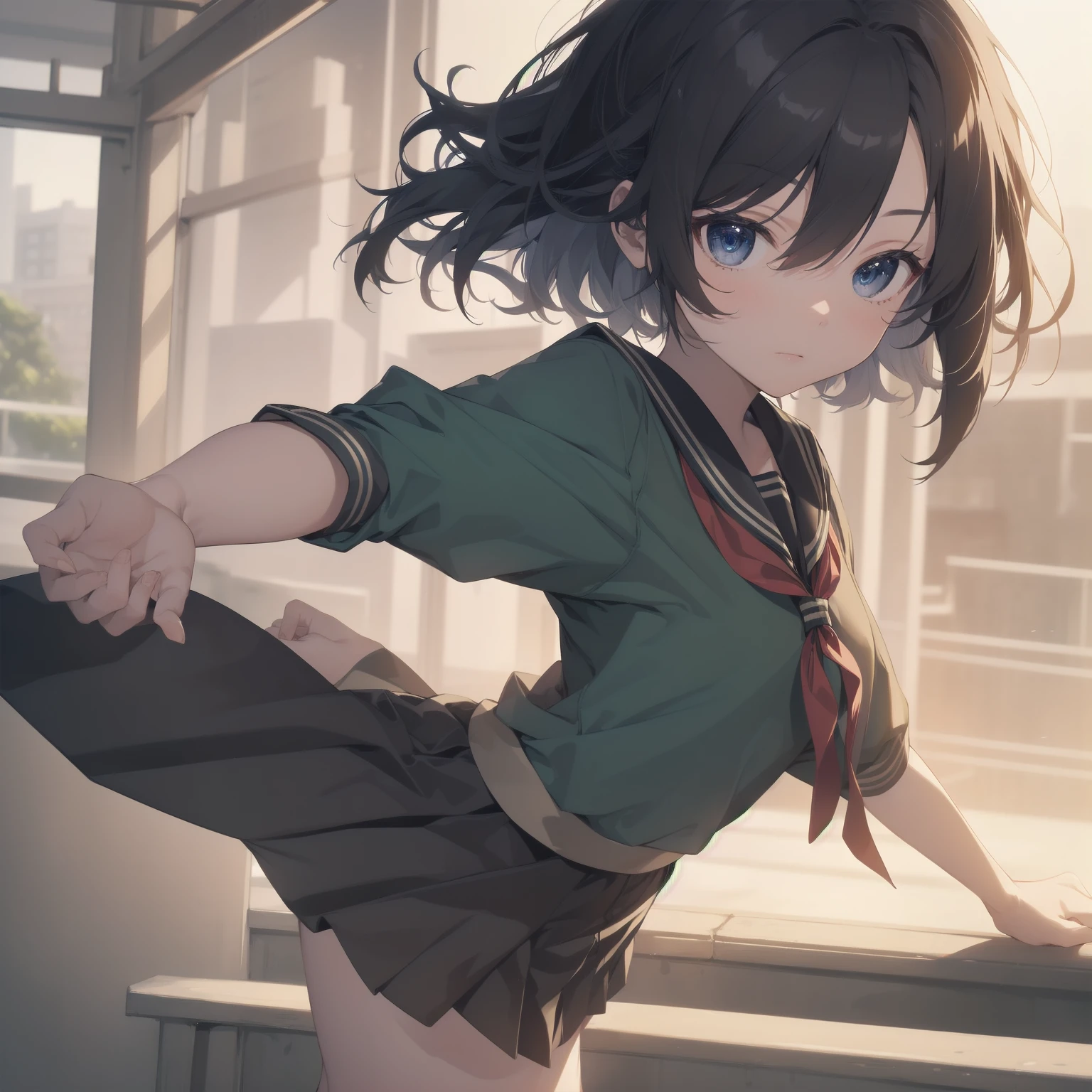 ultra-absurdres-Top quality by artist God, ultra-detailed, high resolution, anime moe artstyle, best anime 8k konachan wallpaper, pixiv contest winner, pool:2810, perfect anatomy,break, 1girl, (Please draw a girl walking sleepily to school alone. )break,(Solo,little female, -yeld:1.Full limbs, complete fingers,a junior hihort hair), short cut, flat chest, , small butt, small black eyes, beautiful detailed eyes, well-proportioned iris and pupils, expressive eyes, highres detailed hair, soft expression, salor school_uniform, sailor collar, serahuku, bow, pleated skirt,(Detailed Lighting), (Detailed background), in the School commute route. break,super detailed skin, Best cinematic lighting powered by famous artist, 8k,beauty illustration,photoshop_(medium),very aesthetic,break,((artist:toosaka_asagi )), artist:clamp ,artist:carnelian ,artist:kantoku ,