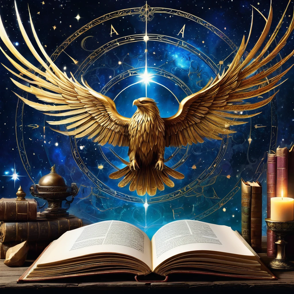 "Create a stunning cover for a history channel that blends the enchantment of ancient legends with the excitement of historical exploration. Imagine a vast, ancient library with towering shelves filled with glowing, magical books. In the center, a grand, open book on a pedestal emits a radiant light, with pages that seem to turn on their own, revealing intricate maps and mystical runes. Surrounding the book, ethereal images of famous historical figures and mythical creatures emerge from the pages, as if coming to life. Above, a celestial night sky with twinkling stars and constellations forms a backdrop, hinting at the infinite stories of the past. Include a majestic, legendary warrior helmet and a quill pen writing in mid-air, adding to the sense of wonder. Use an elegant, fantasy-inspired serif or handwritten font for the channel name and tagline, ensuring they are prominently displayed. Choose a rich, vibrant color palette with deep blues, golds, and shimmering silvers, creating a sense of depth and magic. The overall design should be enchanting and captivating, inviting viewers into a world where history and fantasy intertwine seamlessly."